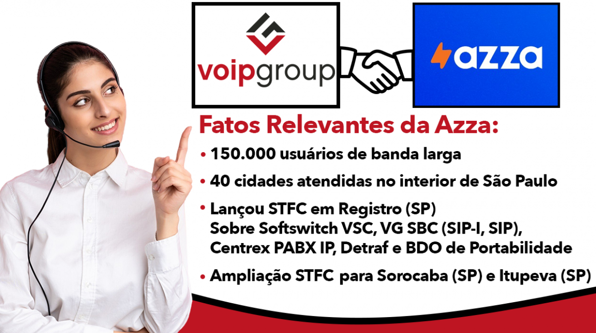 Azza Telecom, Lic. STFC com 140.000 finais em 40 cidades de São Paulo, lança serviços de voz em Registro (SP) com as soluções da VoIP Group (VSC, Centrex, SBC, Portabilidade e Detraf)
